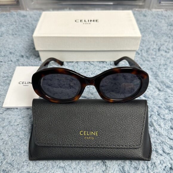 Celine Brown Triomphe 01 Oval Sunglasses - Picture 1 of 5